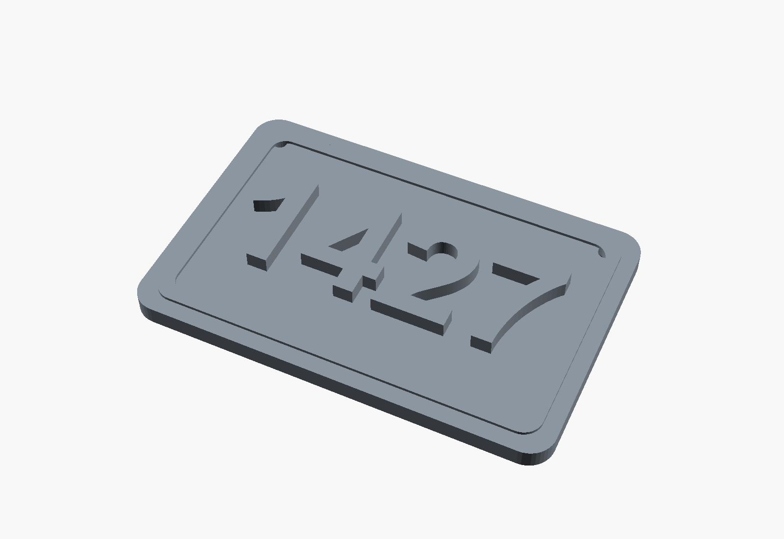 CAD render of a 3D printed house number plaque with raised digits