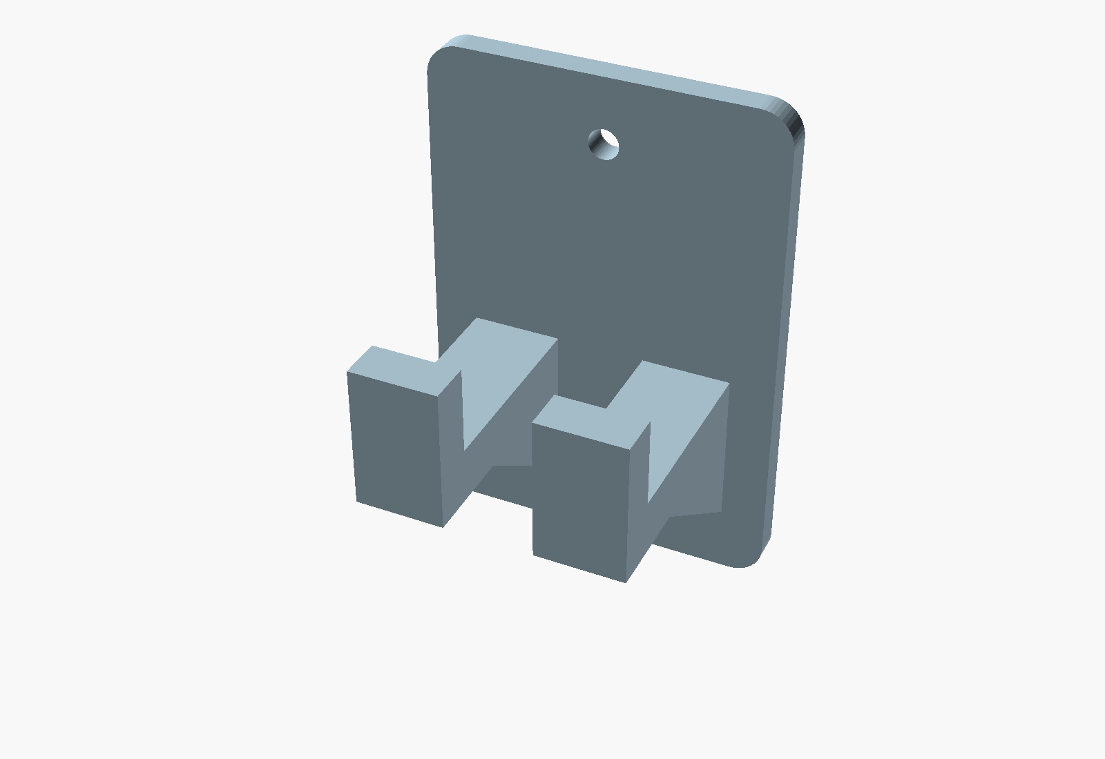 CAD render of a 3D printed double wall hook for tool storage